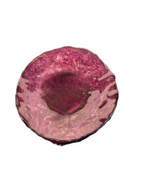 4 Italian Textured Glass 10.5" Dinner Plates Beautiful Amethyst Art Glass NWT